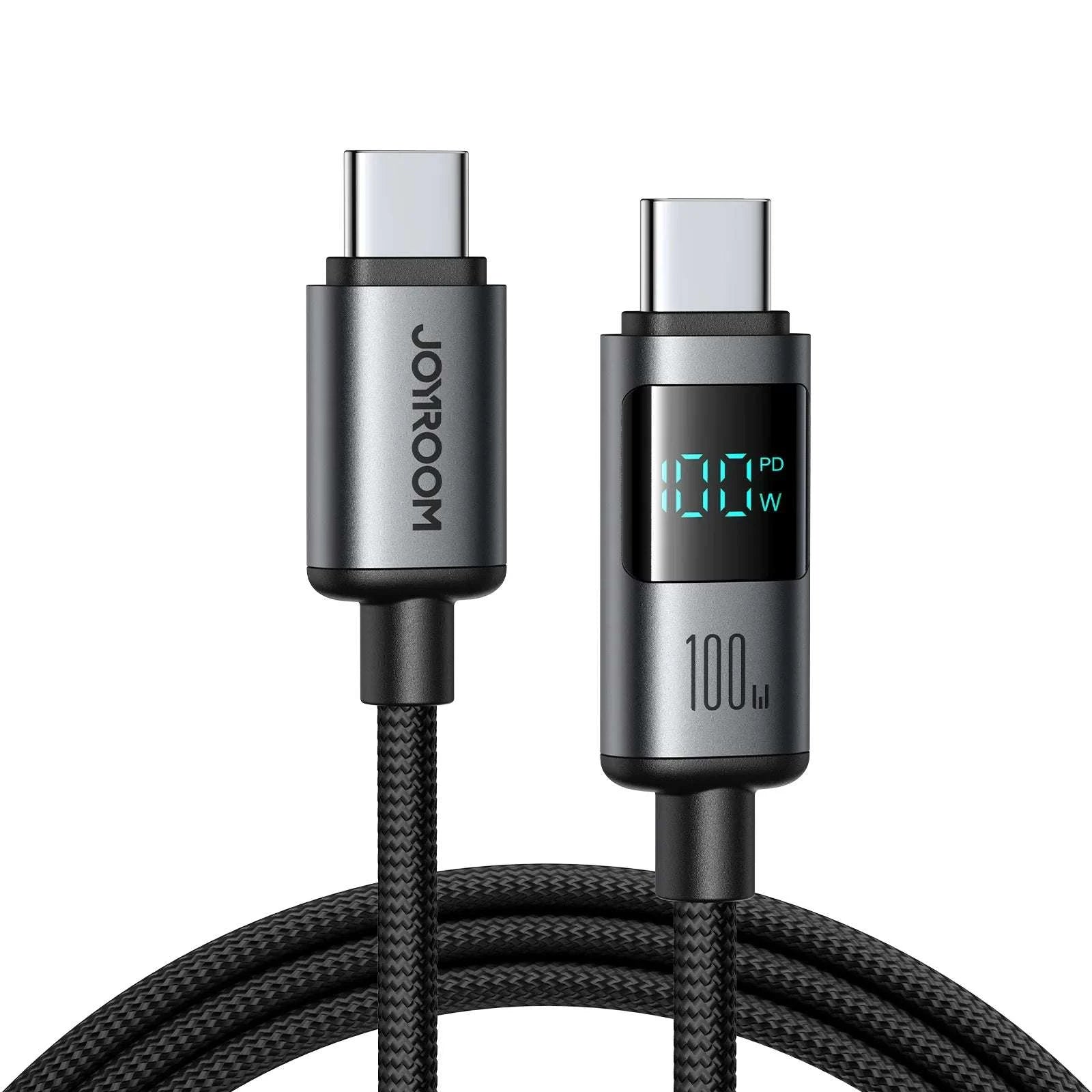 S-A16 Pro 100W/66W/30W/3A CC/CL/Type c/Lightning Digital Display Fast Charging Data Cable 1.2m-Black