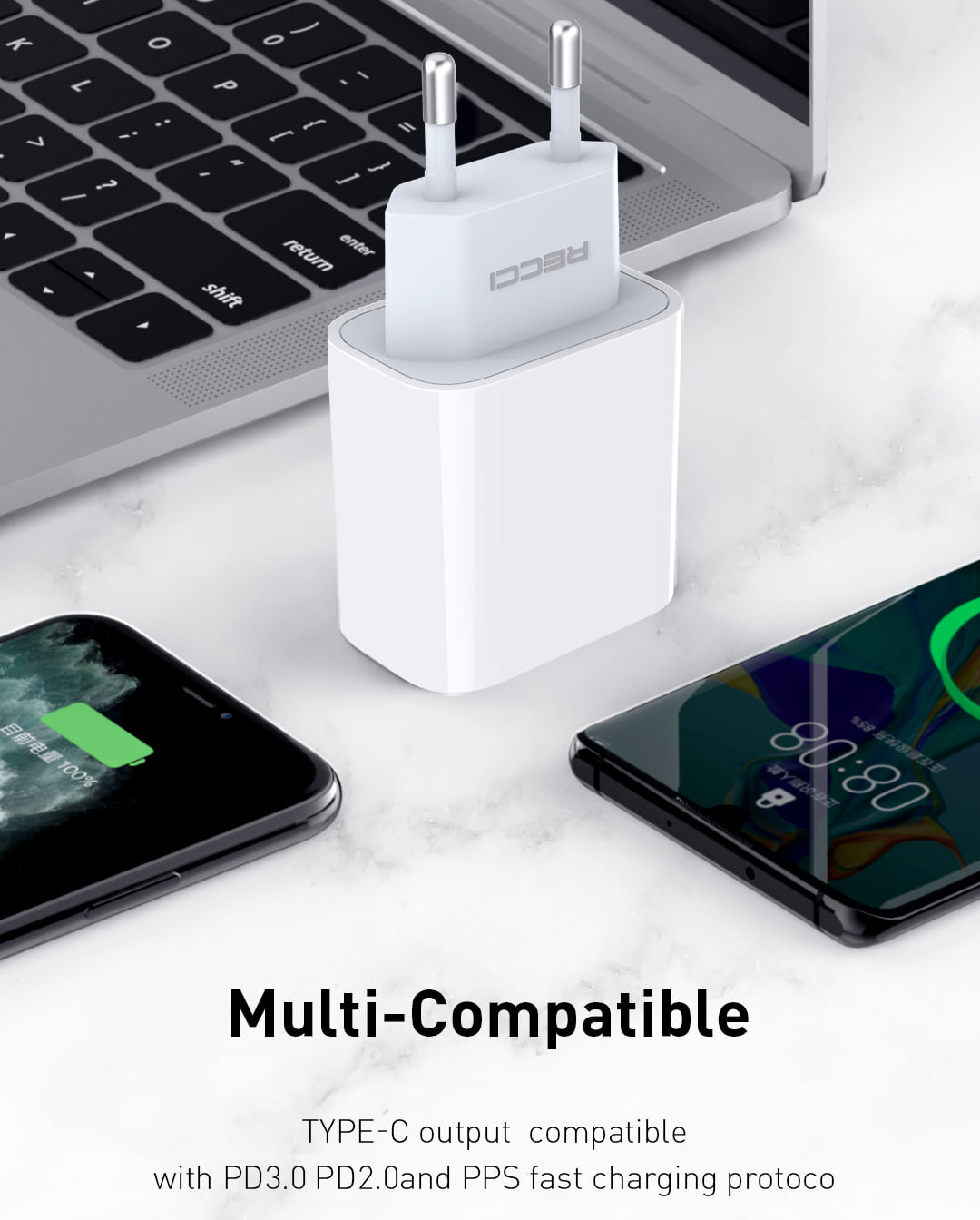 Recci RTC-P01E 20W PD Wall Charger