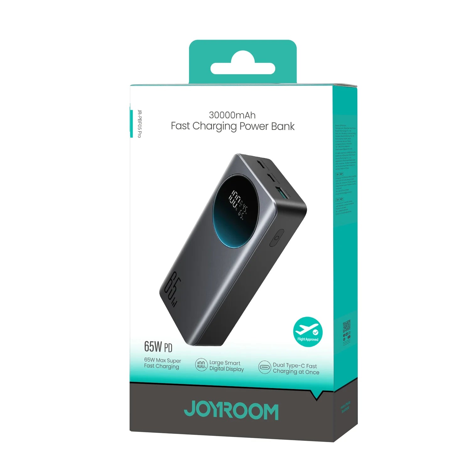 Joyroom power bank box showing 30000mAh fast charging and digital display