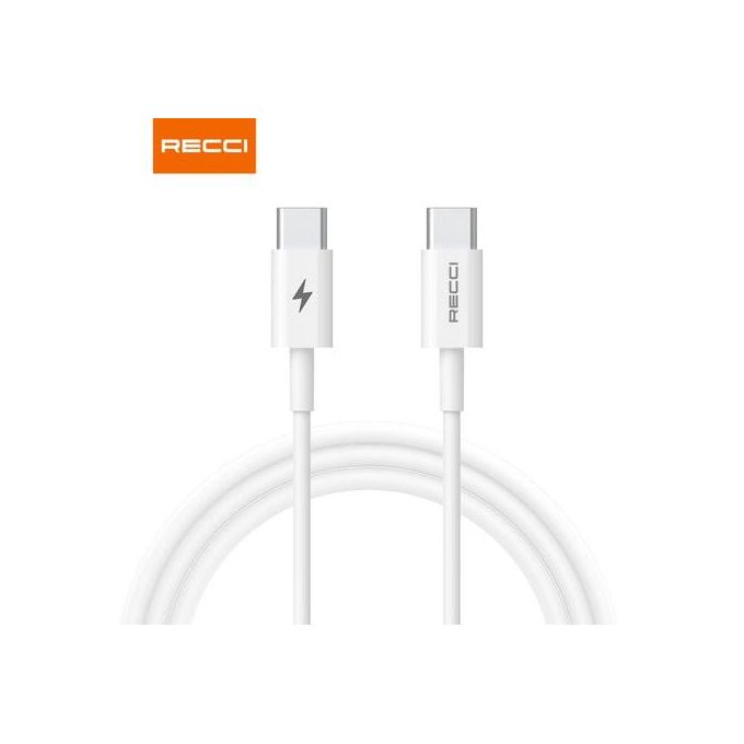 White Type-C to Type-C silicone charging cable with molded connectors