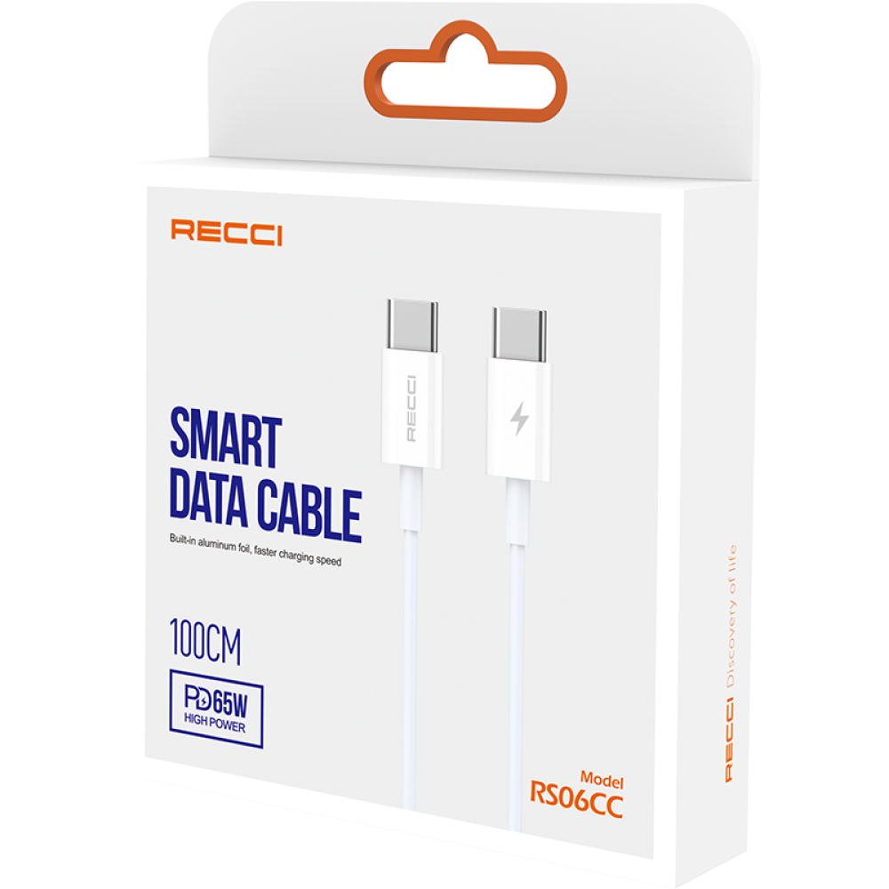 RECCI RS06CC 65W TYPE-C TO TYPE-C FAST CHARGING CABLE 1M