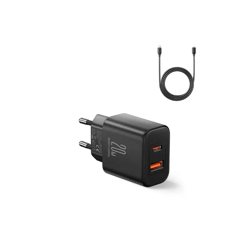 JR-TCF05 Flash Series 20W A+C Dual-Port Charger | White / Black - شاحن JR-TCF05 فلاش سيريز A+C مزدوج المنافذ بقدرة 20 واط | أبيض / أسود