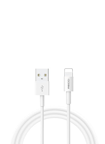 USB-A to Lightning silicone fast-charging data cable, white connectors and braided cable