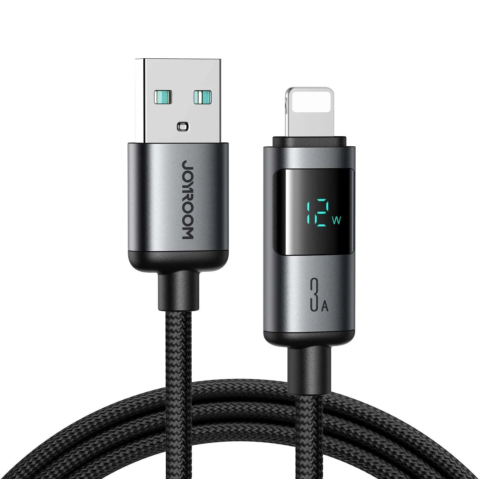S-A16 Pro 100W/66W/30W/3A CC/CL/Type c/Lightning Digital Display Fast Charging Data Cable 1.2m-Black