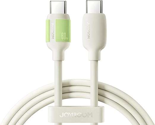 Joyroom S-A53 Fluorescent Series 60W Type-C to Type-C Fast Charging Data Cable, 2 m Length, Beige