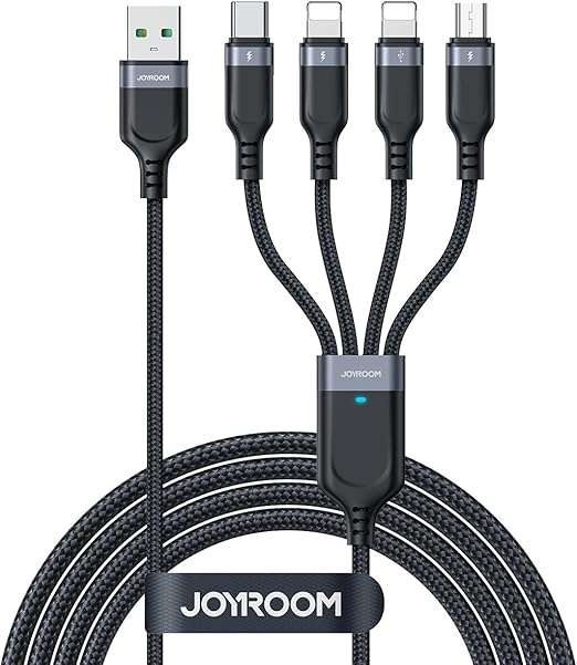 JOYROOM S-A18 Multi-Use Series 3.5AUSB-AtoLightning+Type-C+Micro3-in-1DataCable1.2m-BlacK
