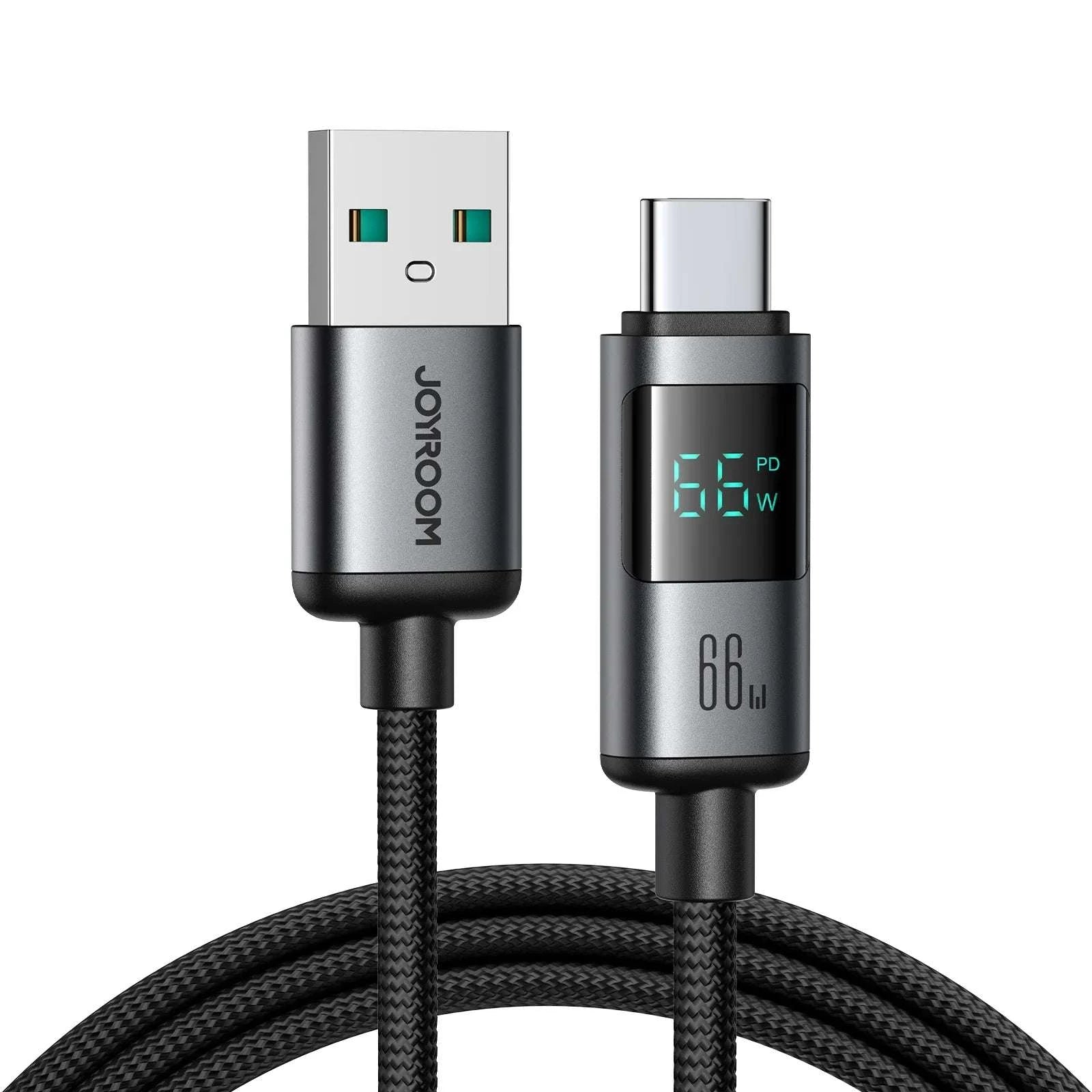 S-A16 Pro 100W/66W/30W/3A CC/CL/Type c/Lightning Digital Display Fast Charging Data Cable 1.2m-Black