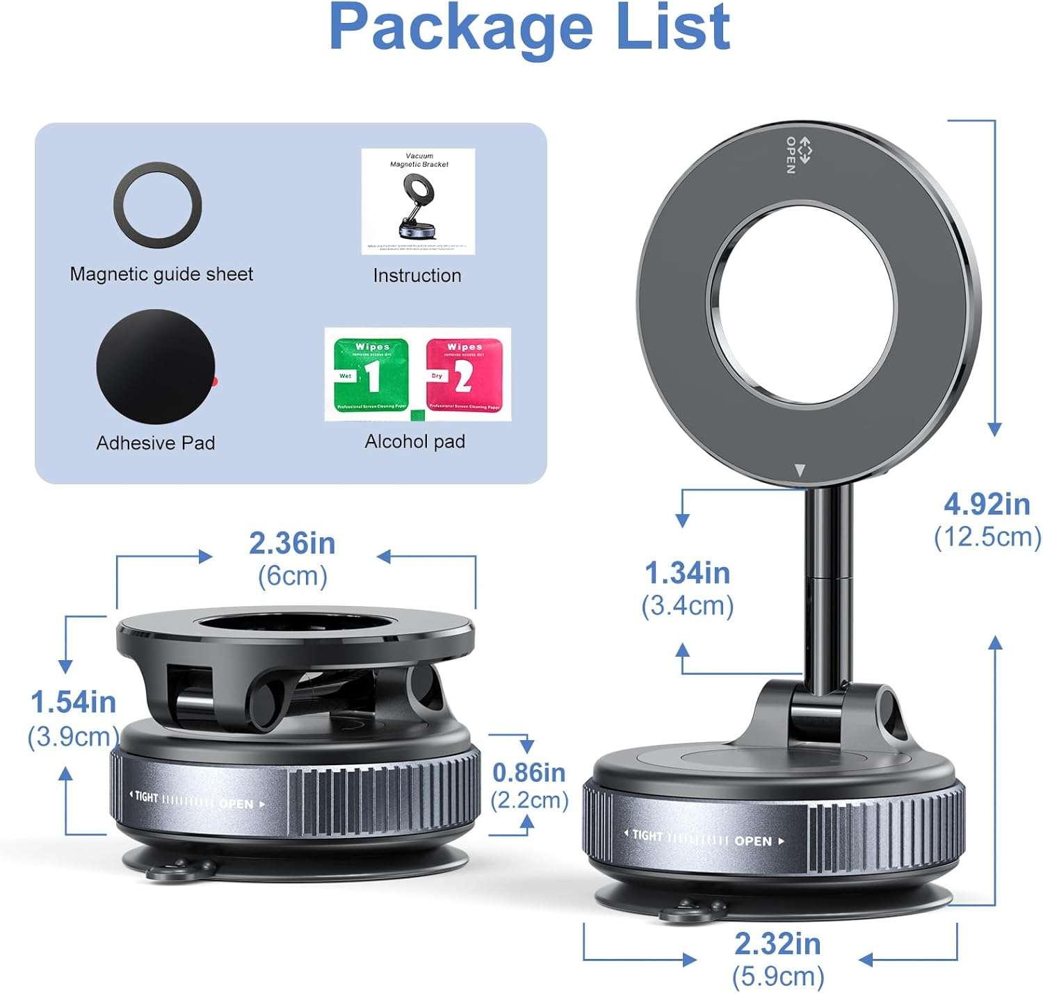 Magnetic car phone holder with suction cup, car holder, 360 degree rotating design and super RZ03