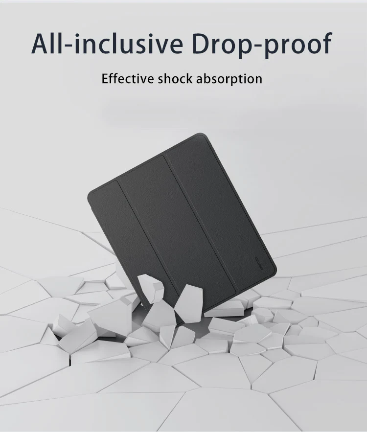 Black drop-proof iPad case with textured folio cover