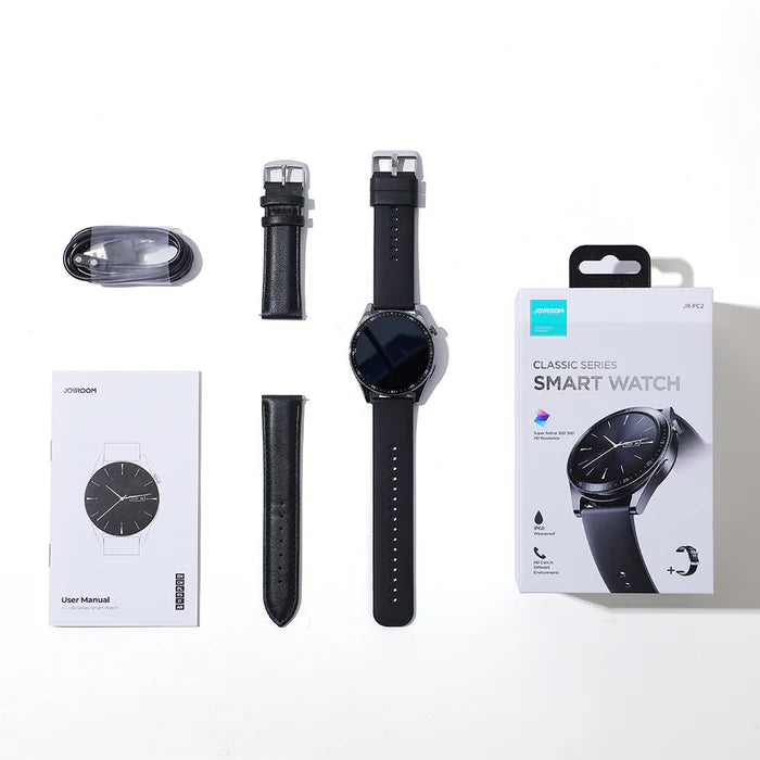 JR-FC2 Classic Series Smart Watch (Make/Answer Call) Black/White ساعة ذكيه من جوي روم