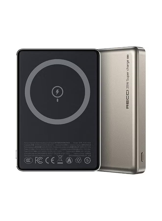Recci RPB-W26 Armor Series Ultra Thin PD 20W Fast Charging Wireless Powerbank 15W 10000mAh