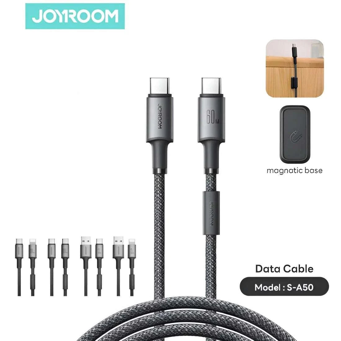 S-A50 Magnetic Fast Charging Data Cable | Dark Grey - سلك بيانات وشحن سريع مغناطيسي S-A50 | رمادي داكن