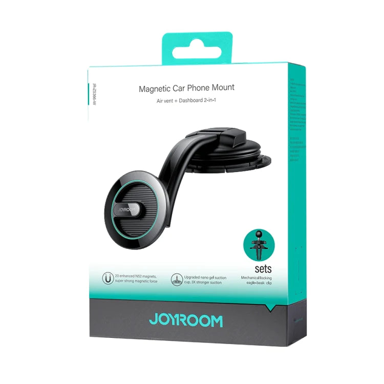 JOYROOM JR-ZS366-W 2 in 1 Dashboard Air Vent Magnetic Car Phone Mount Kit(Black)