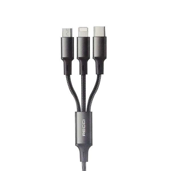 RECCI RCS-D120 Data Cable (3in 1) Fast Charger, Length 120cm,  Ports (Type C - Micro-lightning)