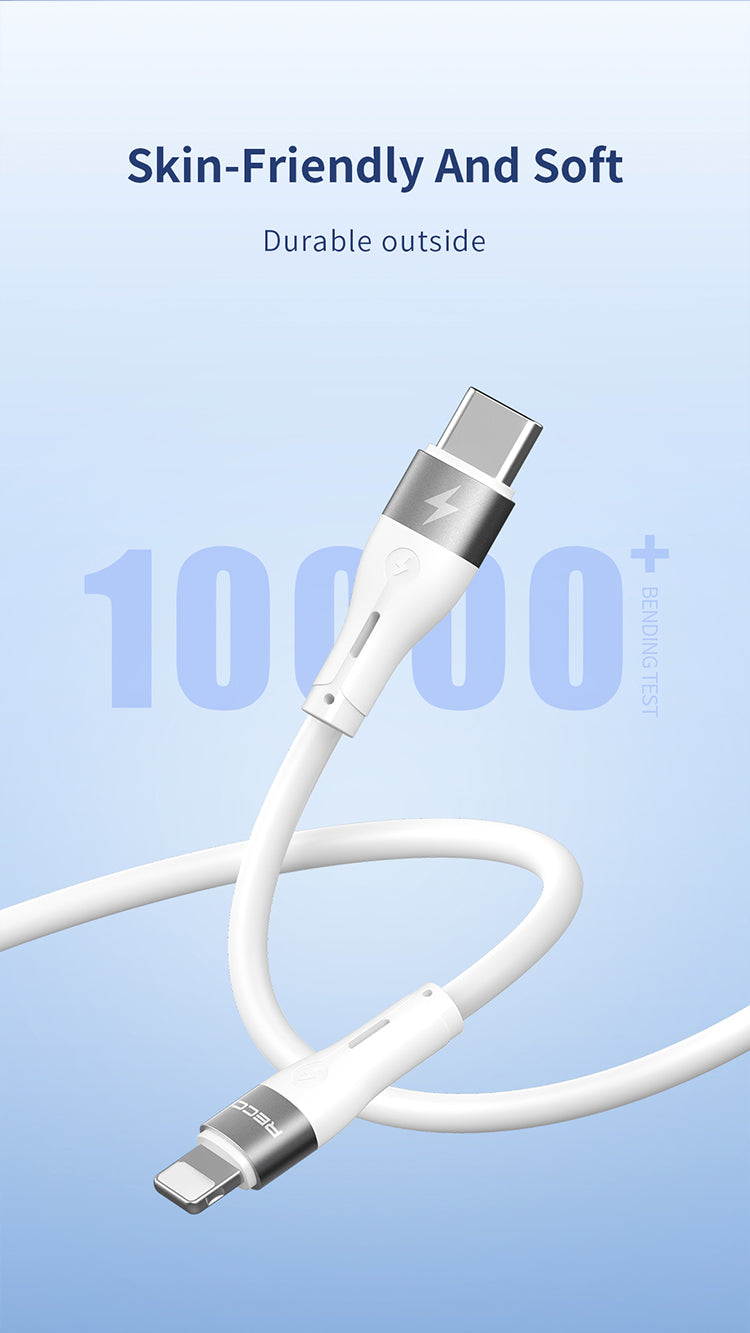 RECCI RS11 2.4A  SILICONE FAST CHARGING CABLE 1M - WHITE