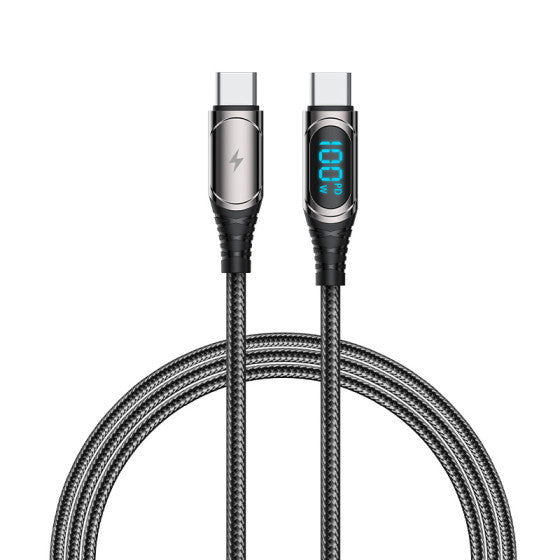 RECCI RTC-P21CC PD 100W TYPE-C TO TYPE-C FAST CHARGING CABLE 1.2M - BLACK