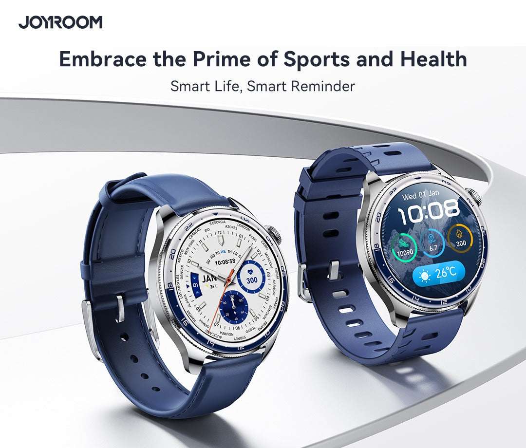 Joyroom JR-FC3 smart watches with blue straps arranged side by side