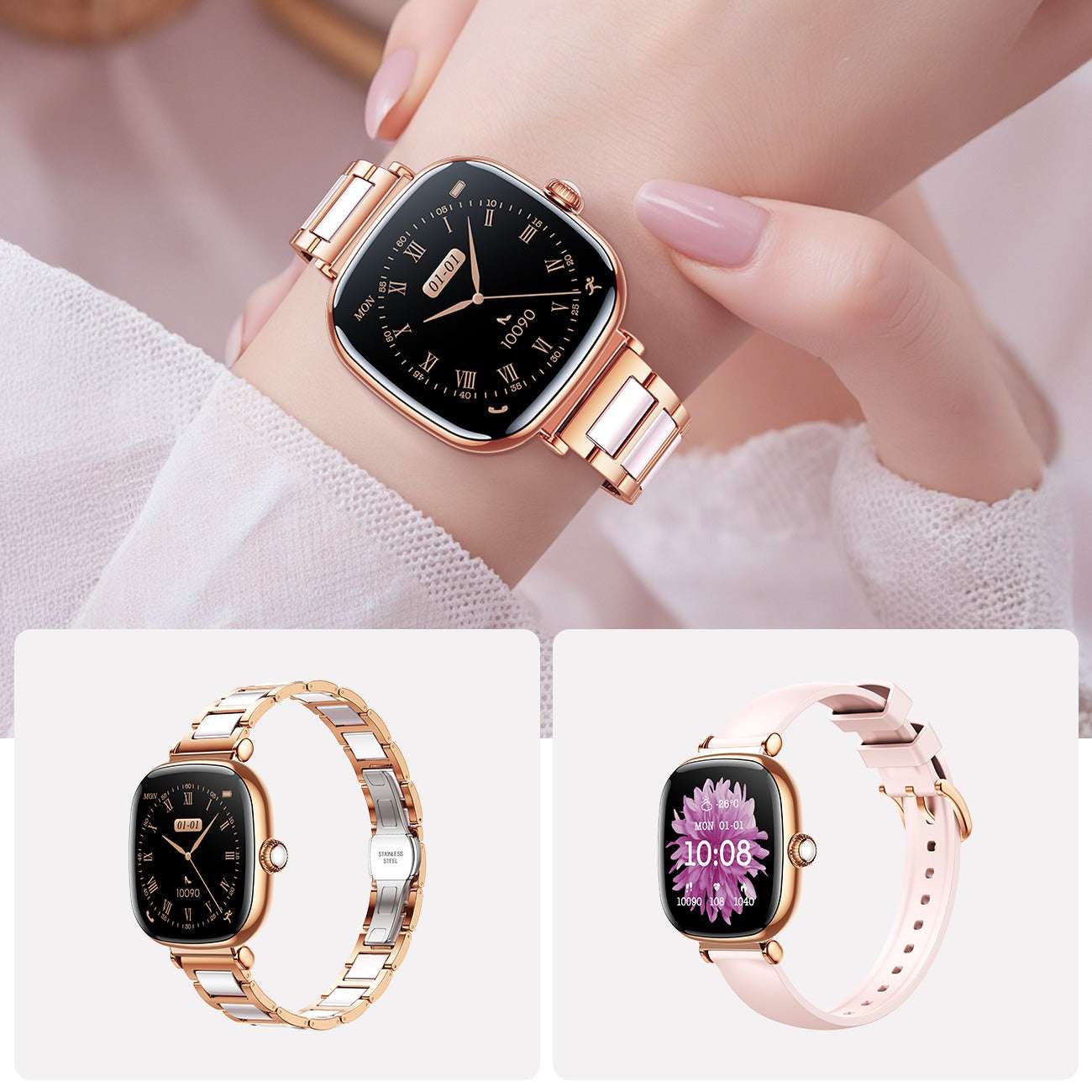 JR-FS1 Lady Smart Watch (Answer/Make Call) - ساعة JR-FS1 الذكية للسيدات (الرد على المكالمات/إجراؤها)