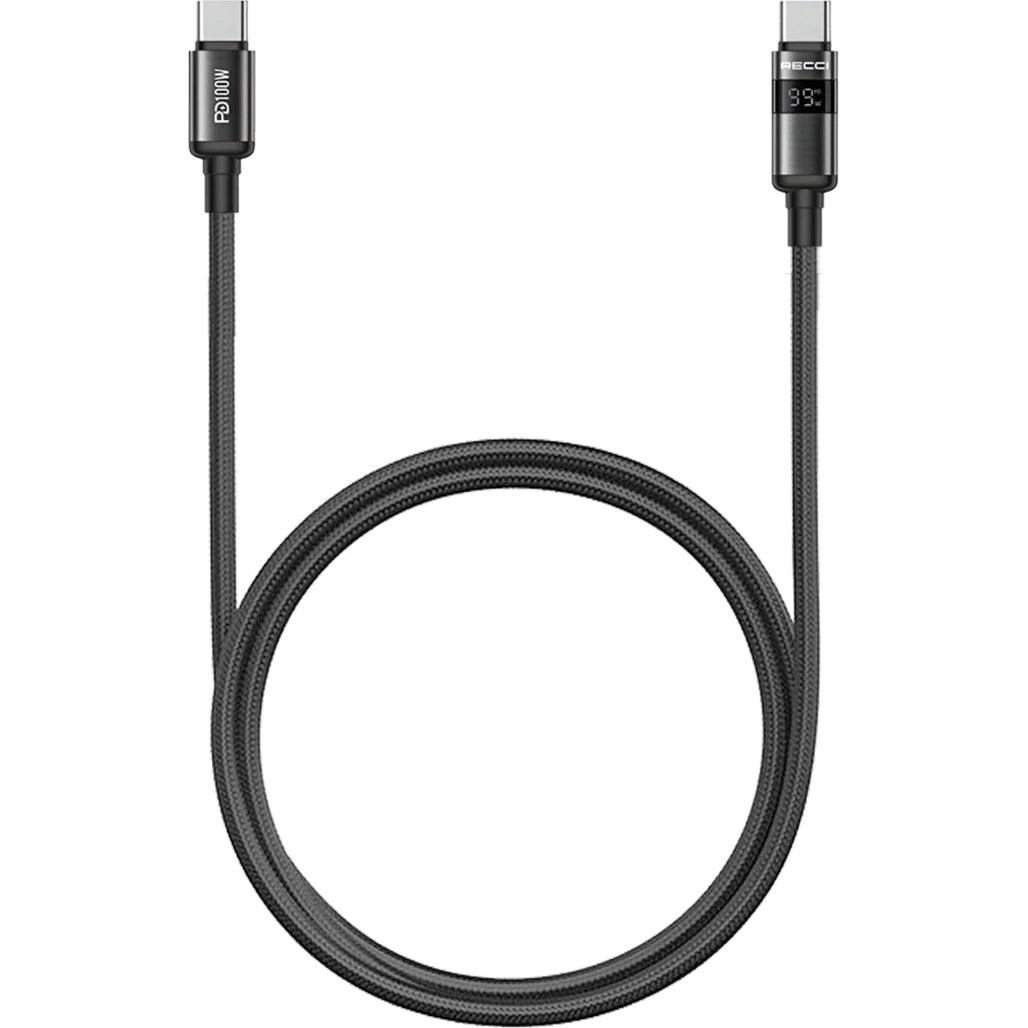 RS32CC Type-C to Type-C Cable | 100W PD Fast Charging with Display - كابل RS32CC Type-C إلى Type-C | شحن سريع PD 100W مع شاشة عرض