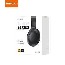 Wireless over-ear headphones retail box with black headphone image