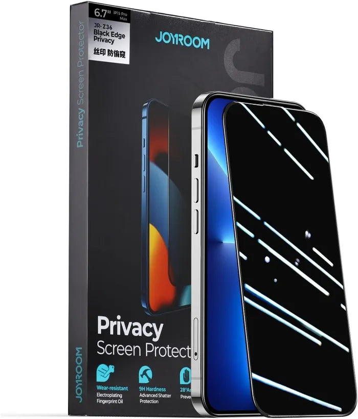 Privacy screen protector set for 6.7-inch iPhone Pro, black, JOYROOM packaging