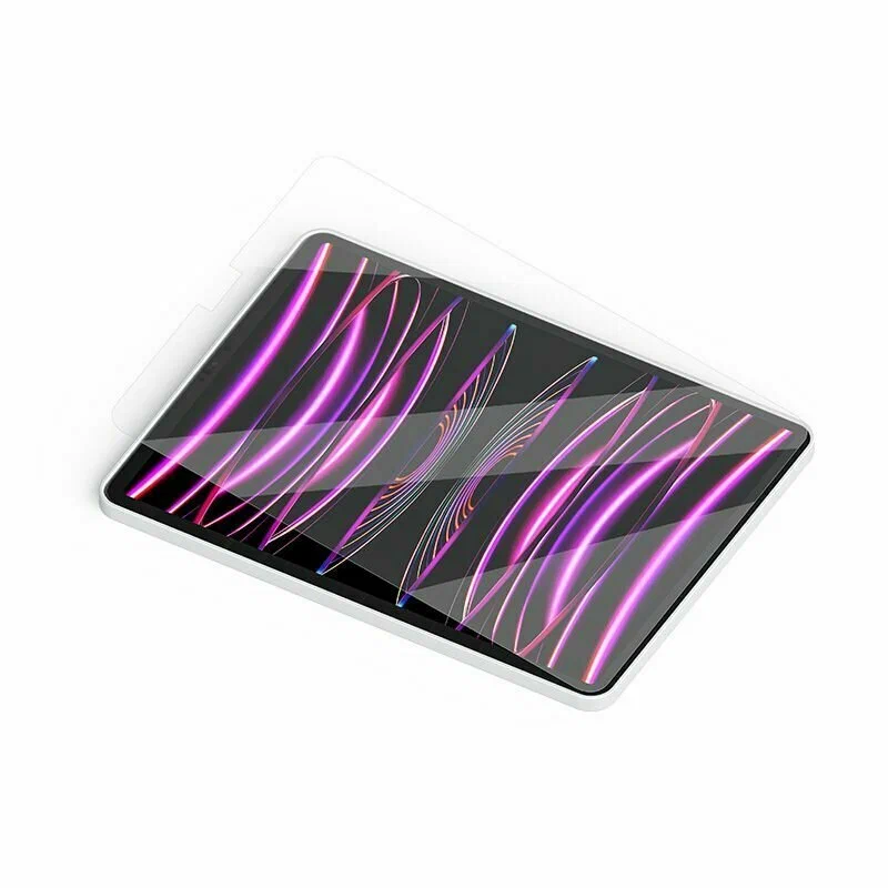 Tempered glass screen protector for iPad with purple neon pattern