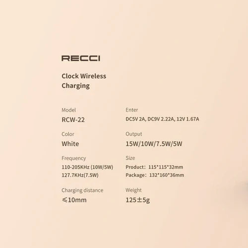 Recci RCW-22 Clock Wireless Charging