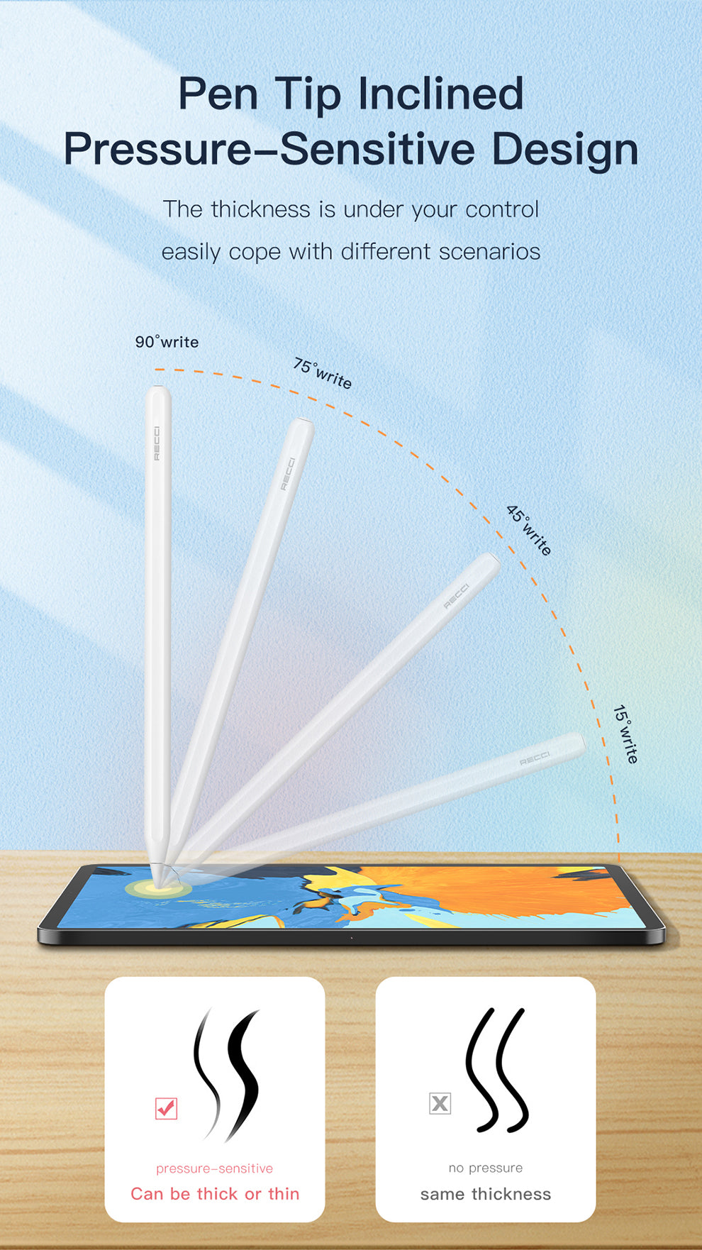 RECCI RCS-S07 IPAD TOUCH PEN WITH MAGNETIC CHARGING - WHITE