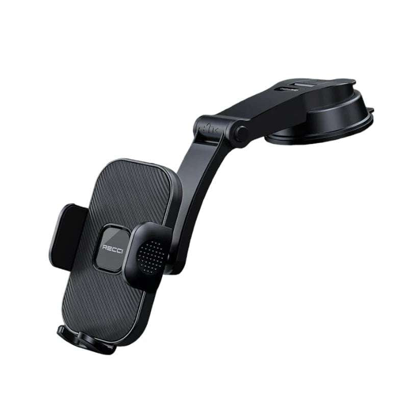 Rotating car phone holder for center console, black cradle with adjustable clamp