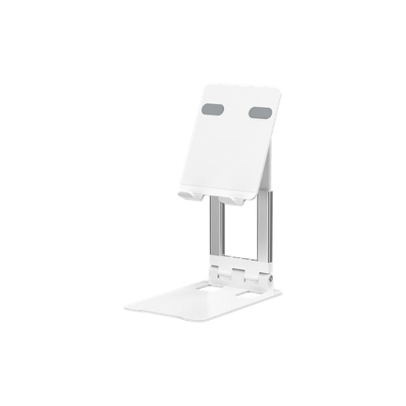 White folding desktop flat holder with slotted cradle and two side openings